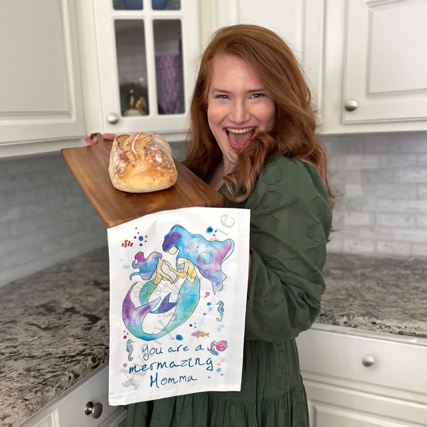 Mermaid Mom & Daughter Tea Towel – Mother's Day Gift