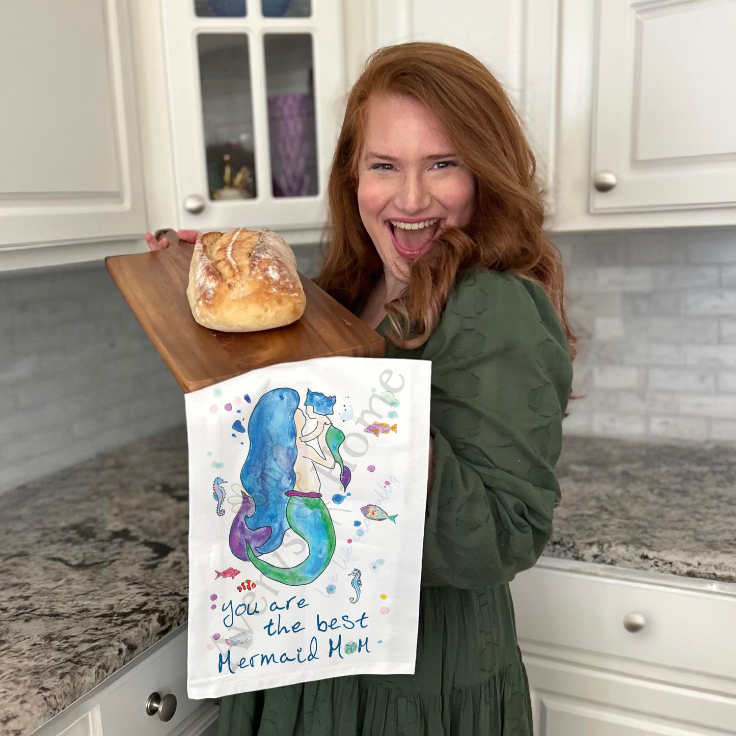 Mermaid Mom Gift Tea Towel – Coastal Mother’s Day