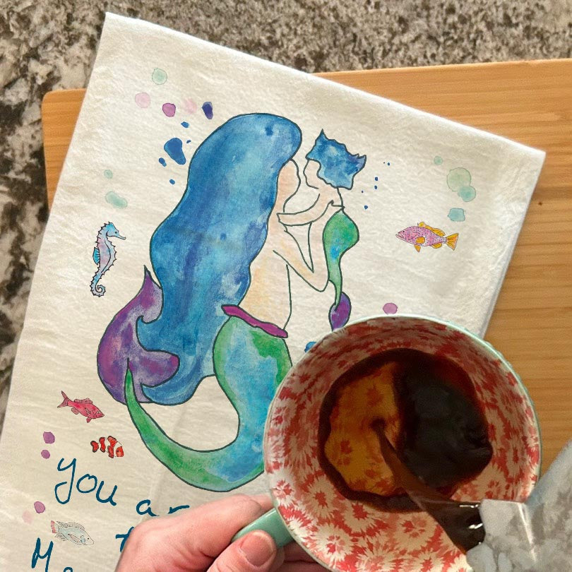 Mermaid Mom Gift Tea Towel – Coastal Mother’s Day