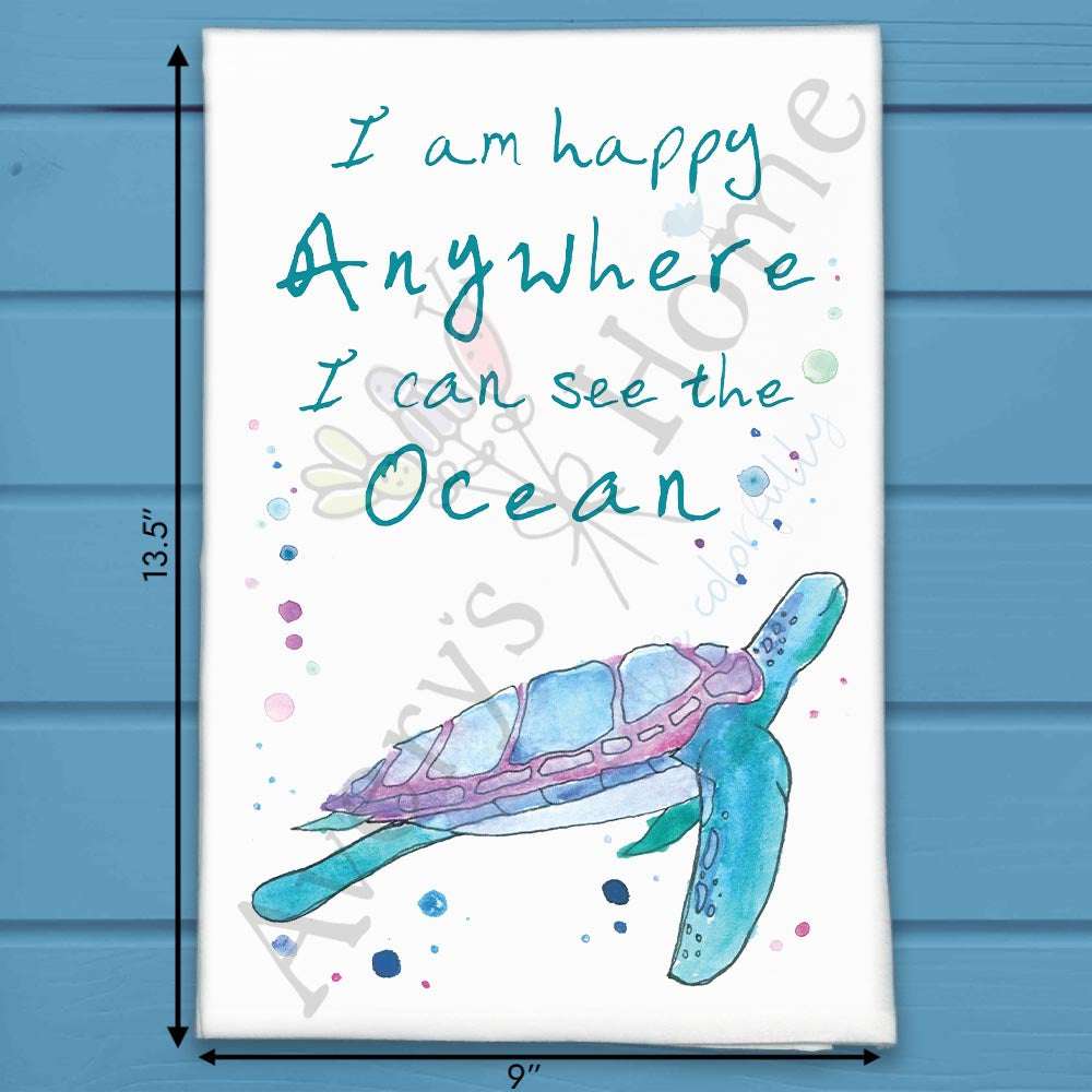 Ocean Turtle Quote Tea Towel – Peaceful Gift