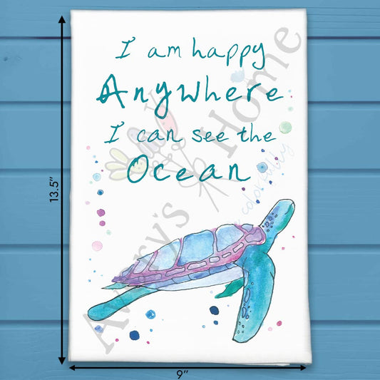 Ocean Turtle Quote Tea Towel – Peaceful Gift