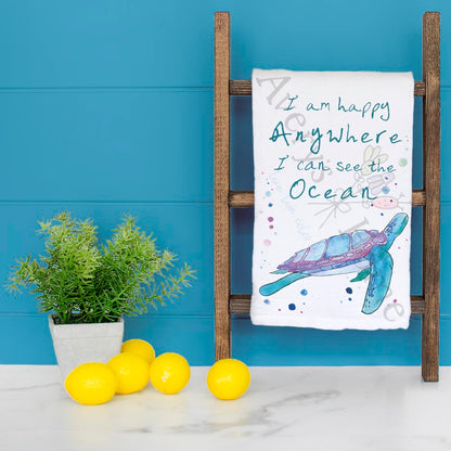 Ocean Turtle Quote Tea Towel – Peaceful Gift