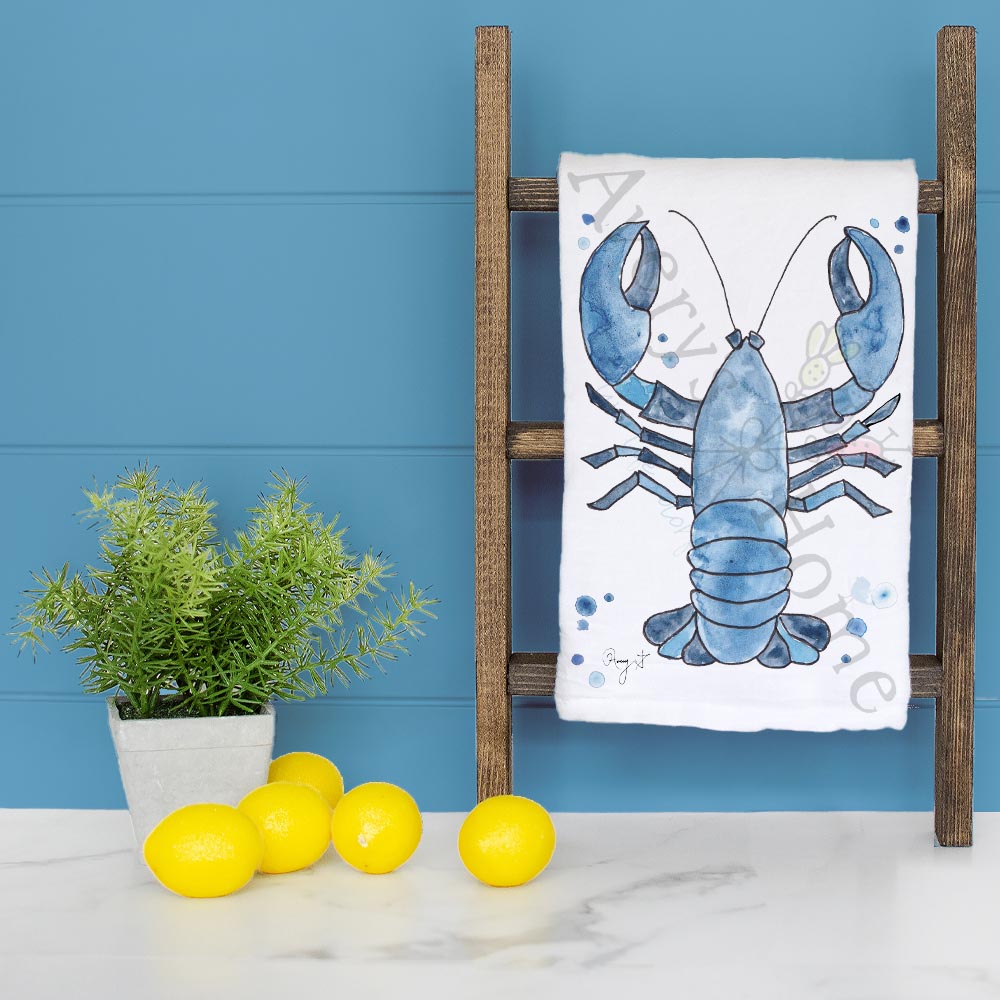 Navy Lobster Tea Towel