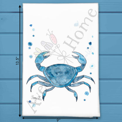 Navy Stone Crab Tea Towel