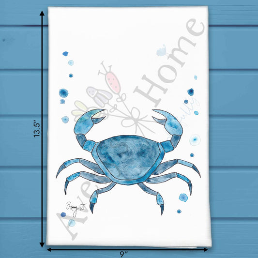 Navy Stone Crab Tea Towel