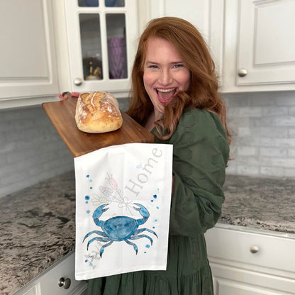 Navy Stone Crab Tea Towel