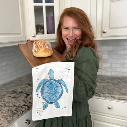 Navy Sea Turtle Tea Towel