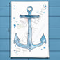 Navy Anchor Tea Towel