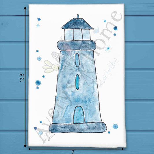 Blue Lighthouse Tea Towel – Seaside Coastal Decor