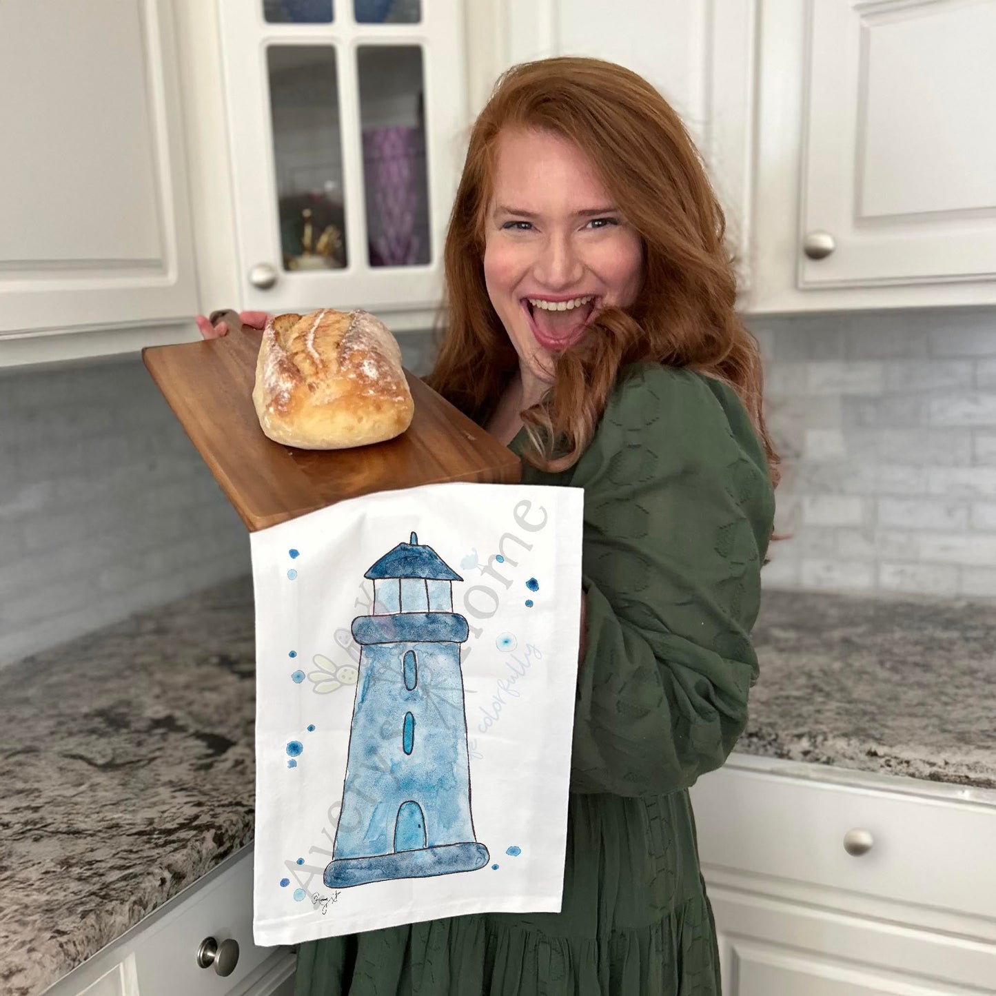 Blue Lighthouse Tea Towel – Seaside Coastal Decor