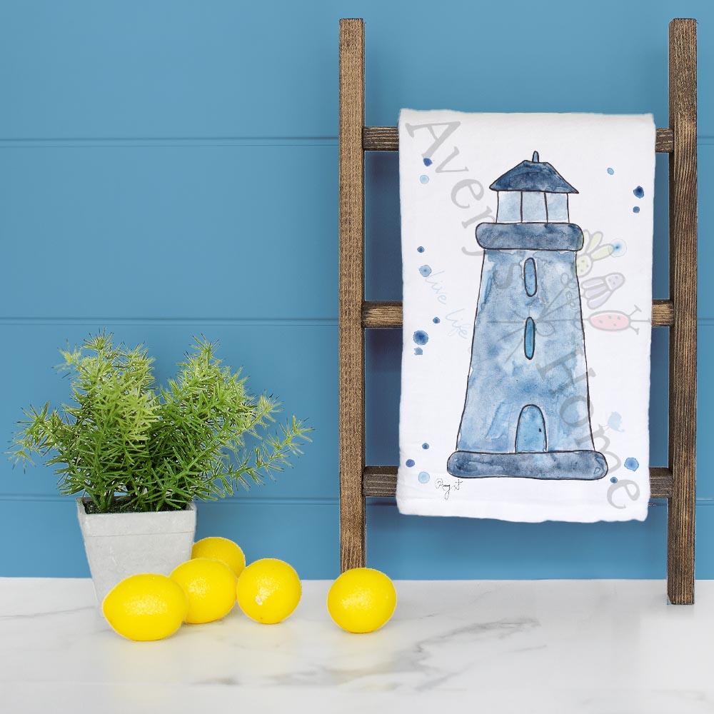 Blue Lighthouse Tea Towel – Seaside Coastal Decor