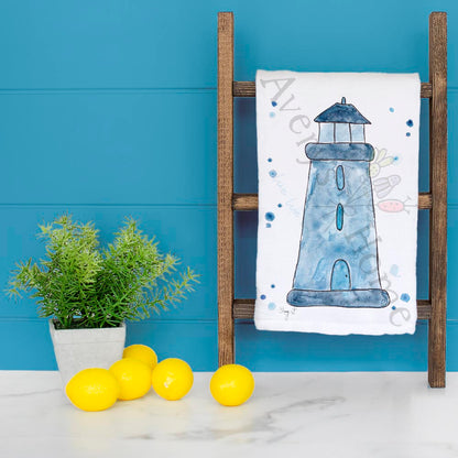 Blue Lighthouse Tea Towel – Seaside Coastal Decor