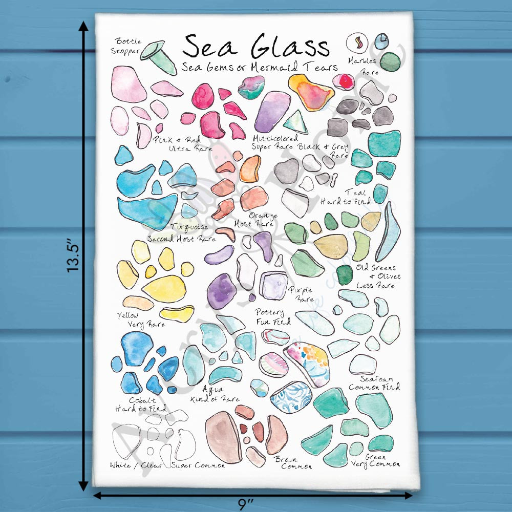 Sea Glass Collector Tea Towel – Coastal Artist Gift