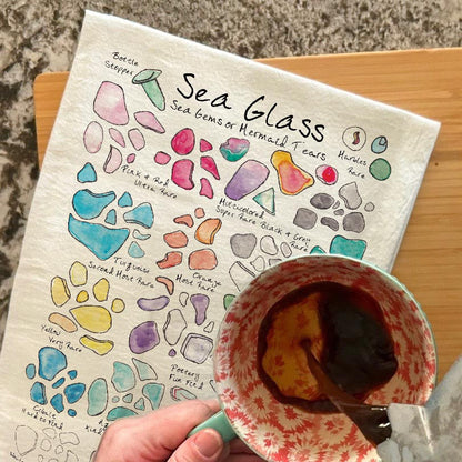 Sea Glass Collector Tea Towel – Coastal Artist Gift