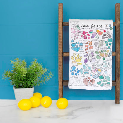 Sea Glass Collector Tea Towel – Coastal Artist Gift