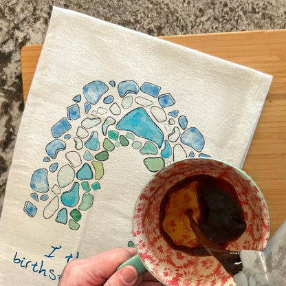 Sea Glass Birthstone Tea Towel – Whimsical Coastal Gift