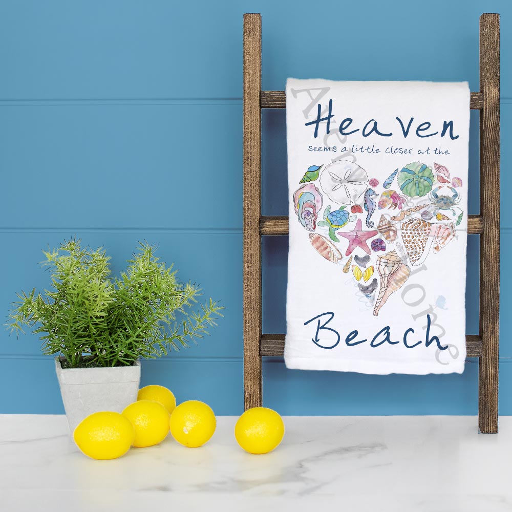 Heaven at the Beach Tea Towel – Coastal Serenity