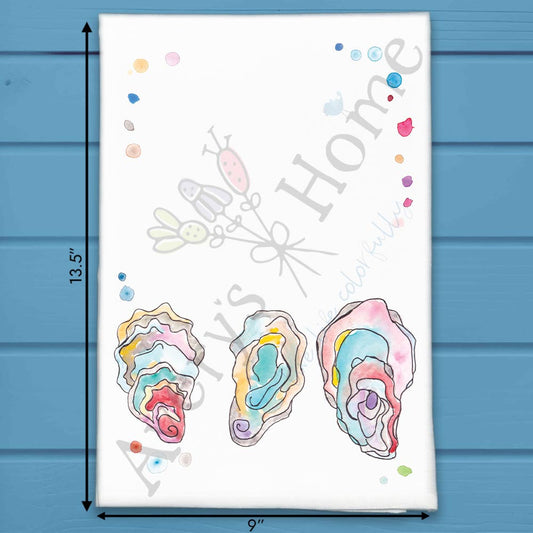 Oyster Shell Tea Towel – Coastal Kitchen Decor