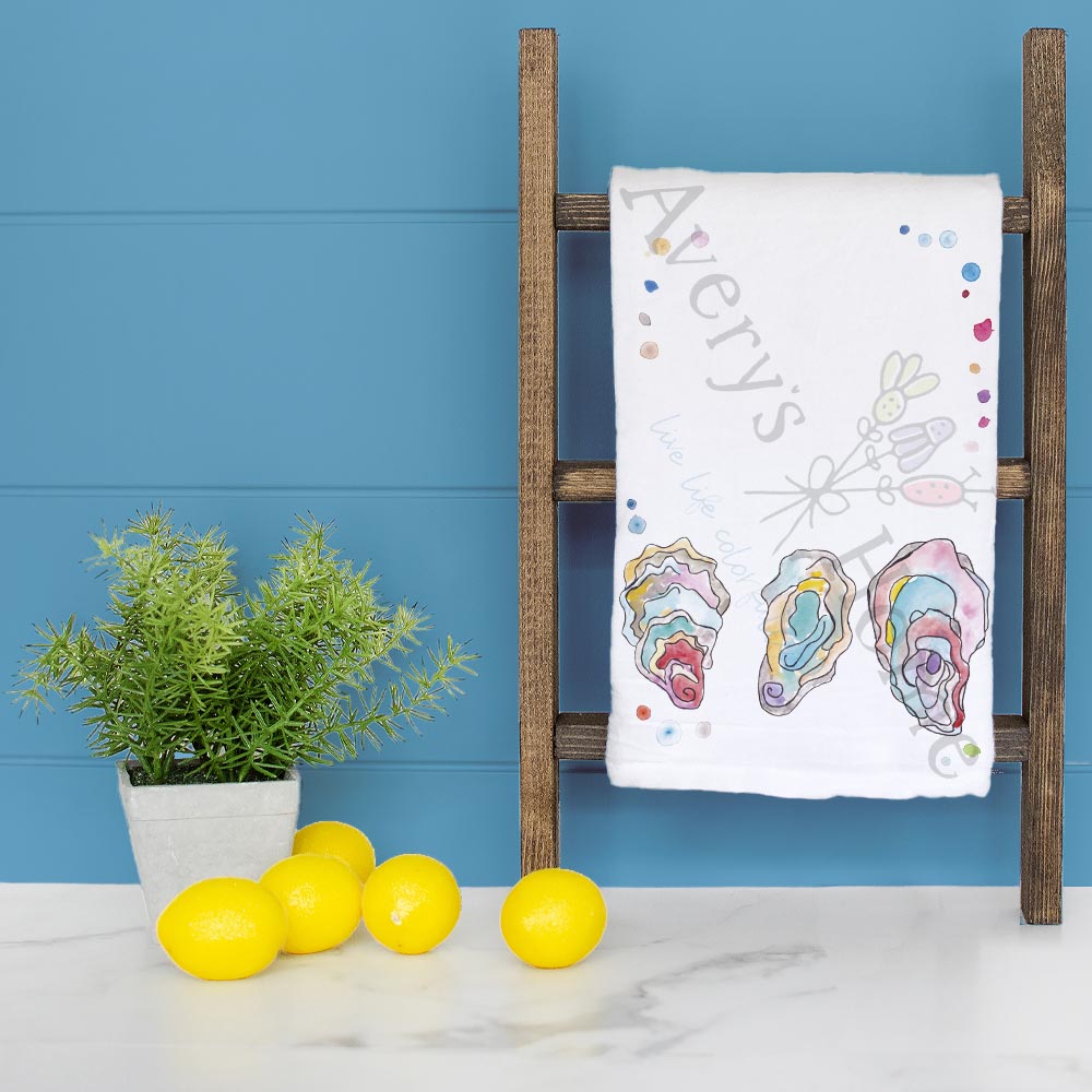 Oyster Shell Tea Towel – Coastal Kitchen Decor