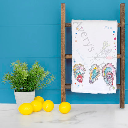 Oyster Shell Tea Towel – Coastal Kitchen Decor