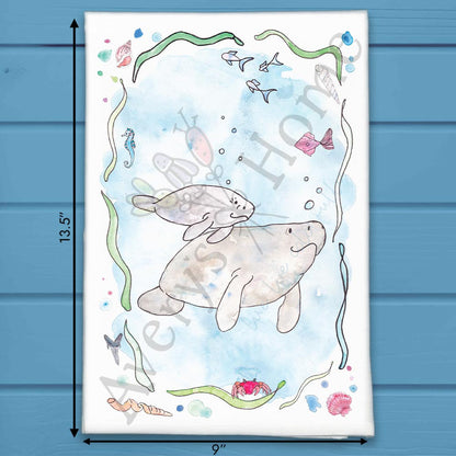Manatee Mom & Baby Tea Towel – Sweet Ocean Gift