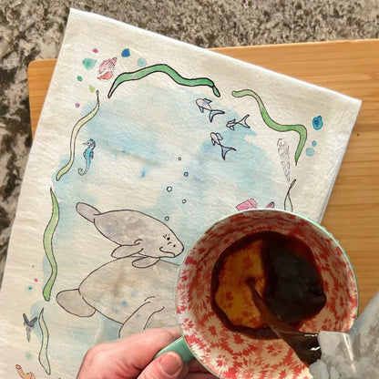 Manatee Mom & Baby Tea Towel – Sweet Ocean Gift