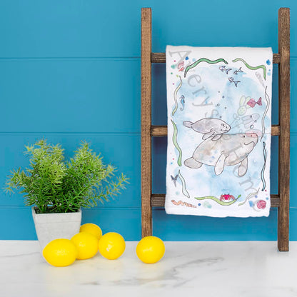 Manatee Mom & Baby Tea Towel – Sweet Ocean Gift