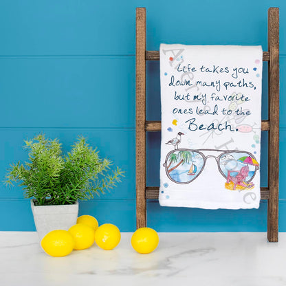 Beach Sunglasses Tea Towel – Vacation Quote Decor