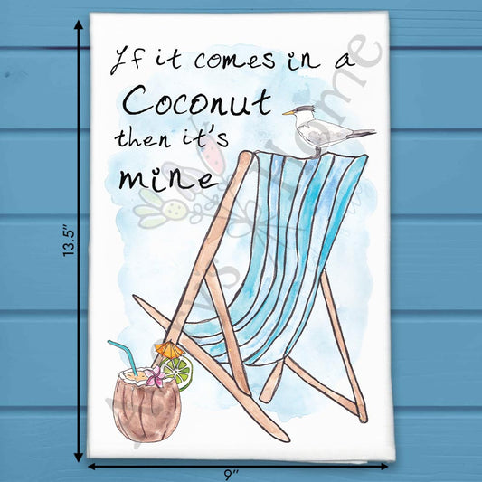Coconut Cocktail Tea Towel – Funny Beach Gift