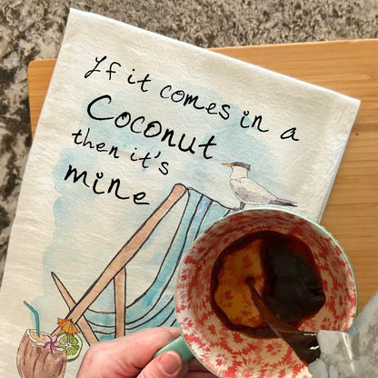 Coconut Cocktail Tea Towel – Funny Beach Gift