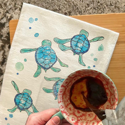 Baby Turtles Walking Tea Towel – Beach Hatch Gift