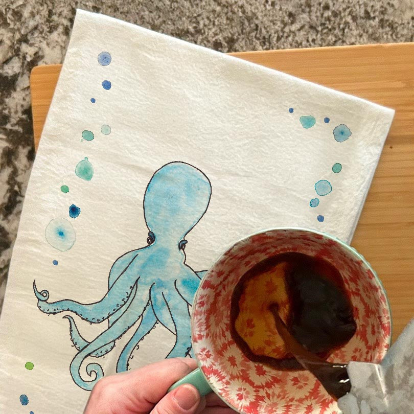 Octopus Tea Towel – Coastal Sea Creature Decor