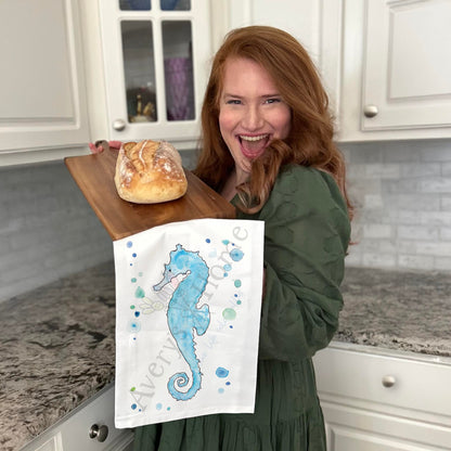 Seahorse Tea Towel – Coastal Shell Lover Gift