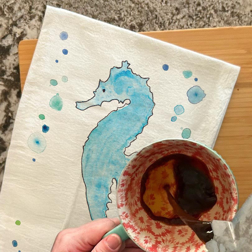 Seahorse Tea Towel – Coastal Shell Lover Gift