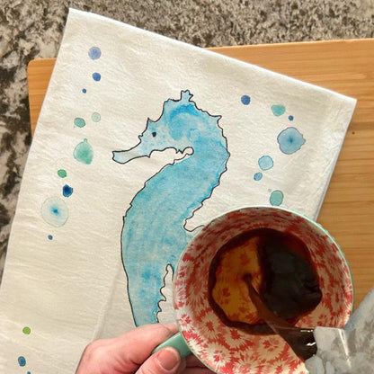 Seahorse Tea Towel – Coastal Shell Lover Gift