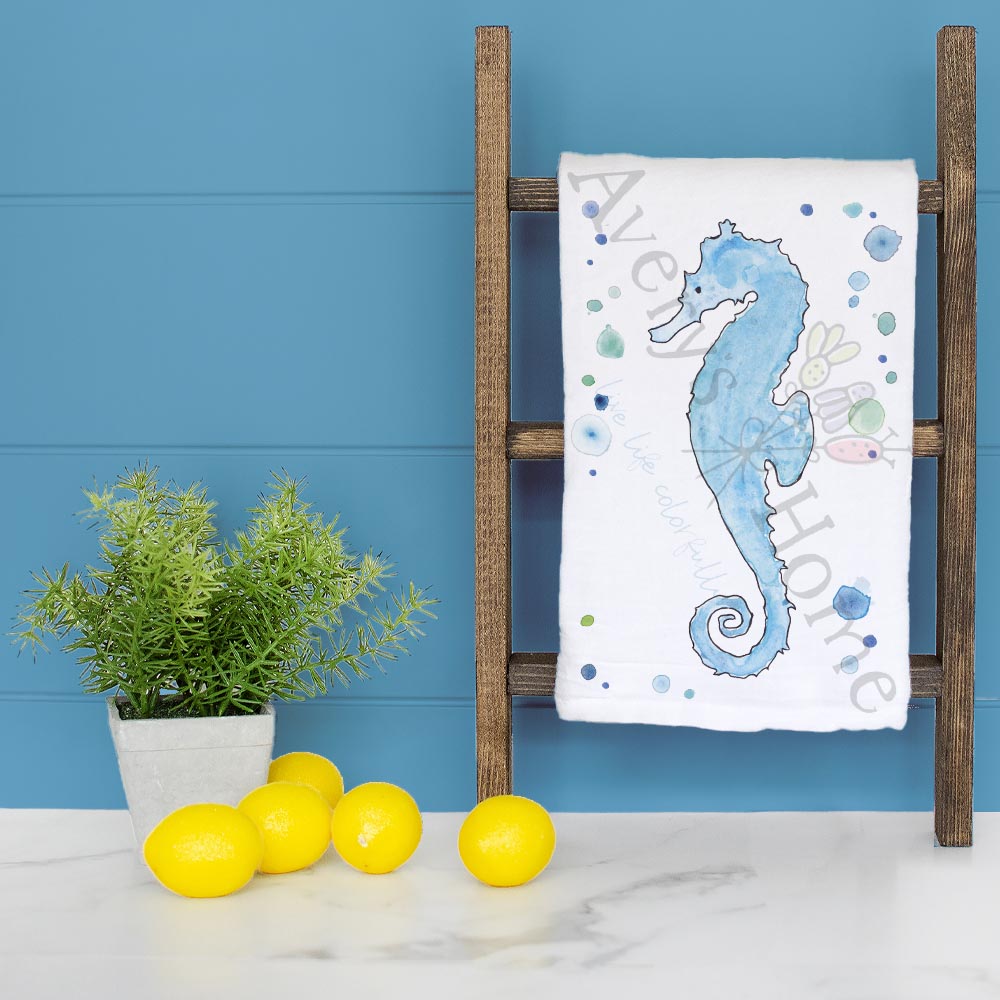 Seahorse Tea Towel – Coastal Shell Lover Gift