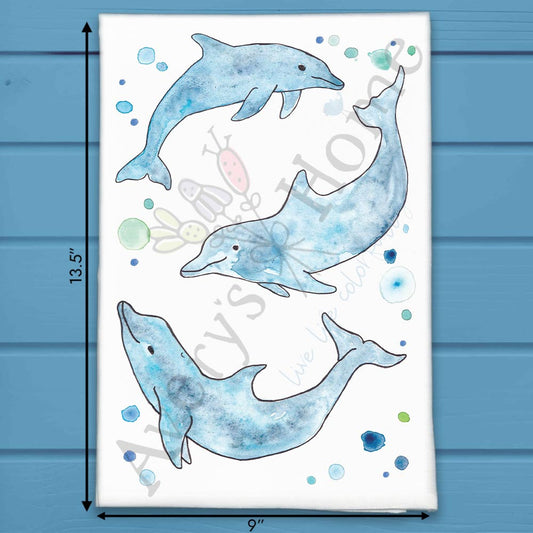 Dolphins Beach Tea Towel – Coastal Animal Gift