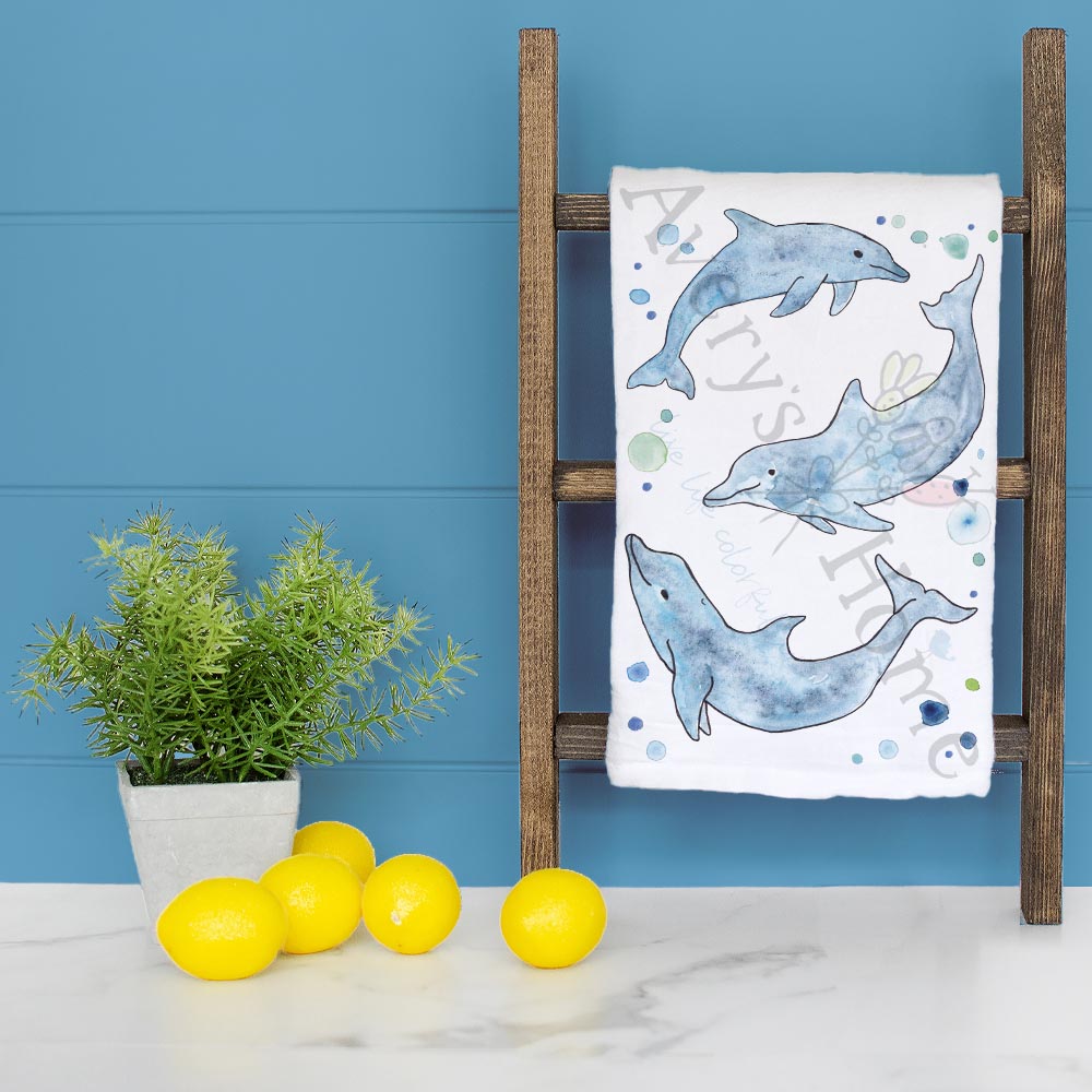 Dolphins Beach Tea Towel – Coastal Animal Gift