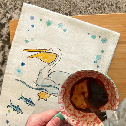 Pelican Tea Towel – Beach Birdwatcher Gift