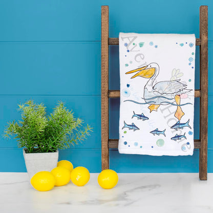 Pelican Tea Towel – Beach Birdwatcher Gift