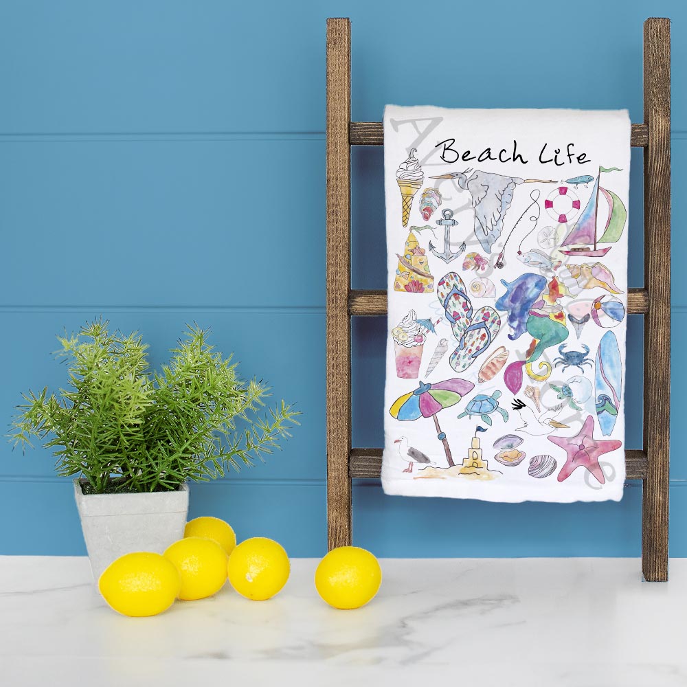 Beach Life Tea Towel – Ocean Lover Gift