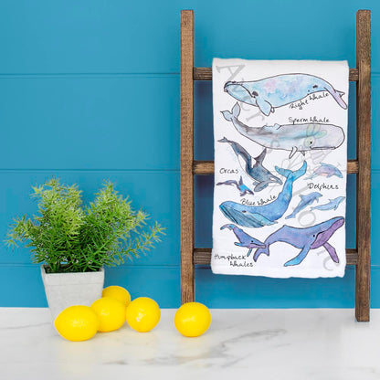 Whale Species Tea Towel – Educational Ocean Decor