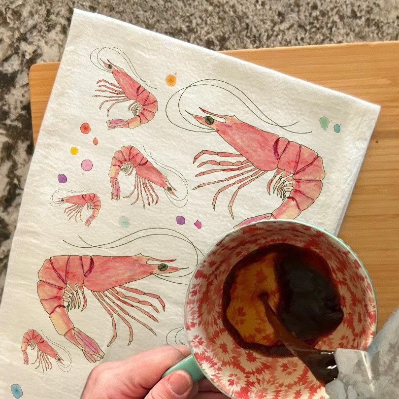 Shrimp Seafood Tea Towel – Coastal Kitchen Gift