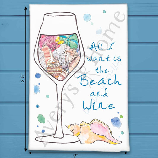 Beach & Wine Tea Towel – Ocean Escape Gift