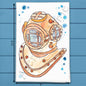 Vintage Scuba Helmet Tea Towel – Nautical Decor