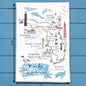 Florida Lighthouses Map & Wildlife Tea Towel