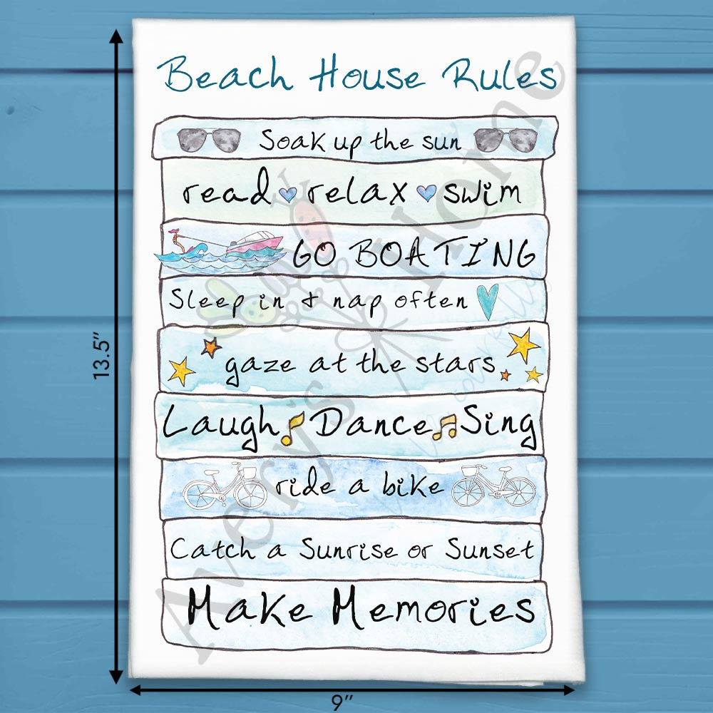 Beach House Rules Tea Towel