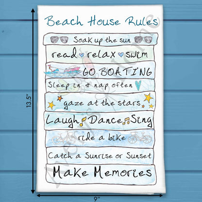 Beach House Rules Tea Towel