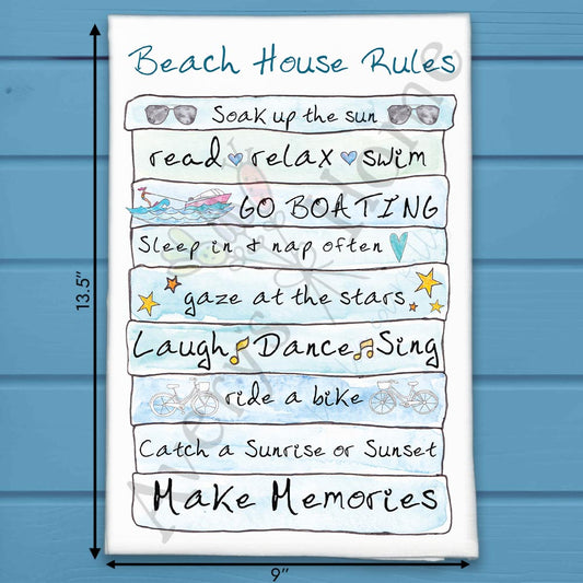 Beach House Rules Tea Towel