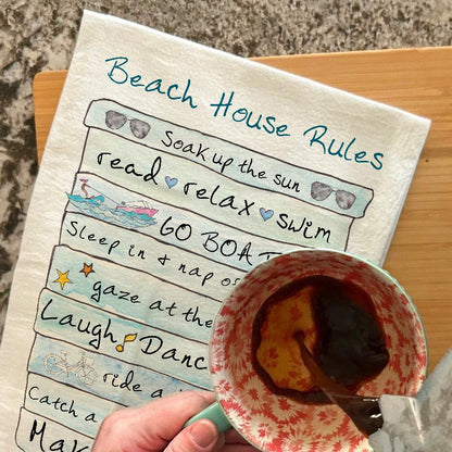 Beach House Rules Tea Towel